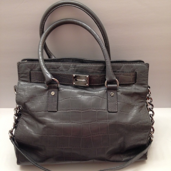 Michael Kors grey croc embossed leather tote - Picture 1 of 8